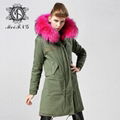 2015 real raccoon fur women fur wear,long fur coat with thick fur lining 3