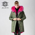 2015 real raccoon fur women fur wear,long fur coat with thick fur lining 4