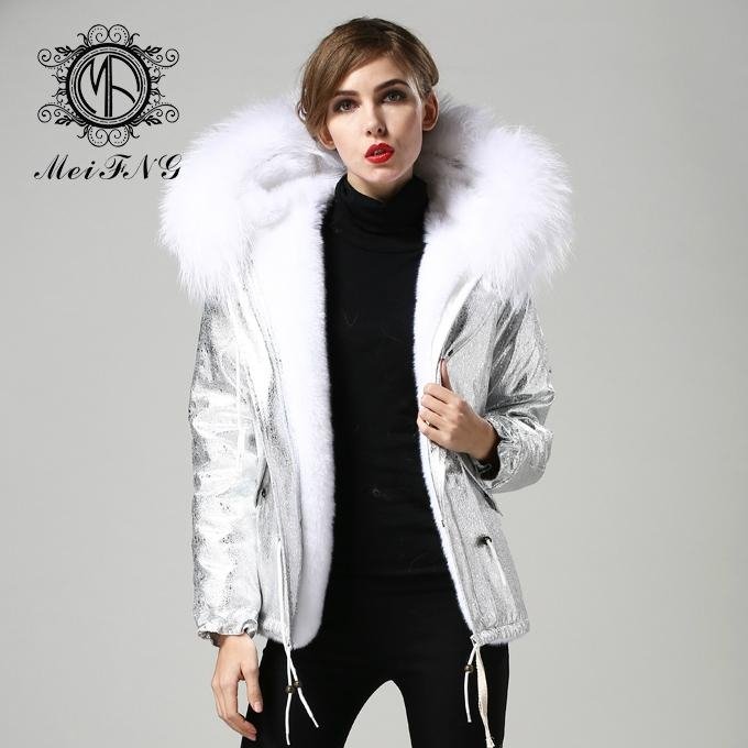 elegent women fur coat new design with big fur hooded