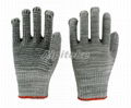 Cotton/Polyester Blend Gray String Knit Gloves with PVC Dotted 1