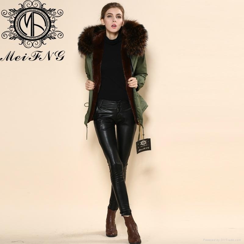 2015 Fashionable Brown Real Rabbit fur european design women jacket 2