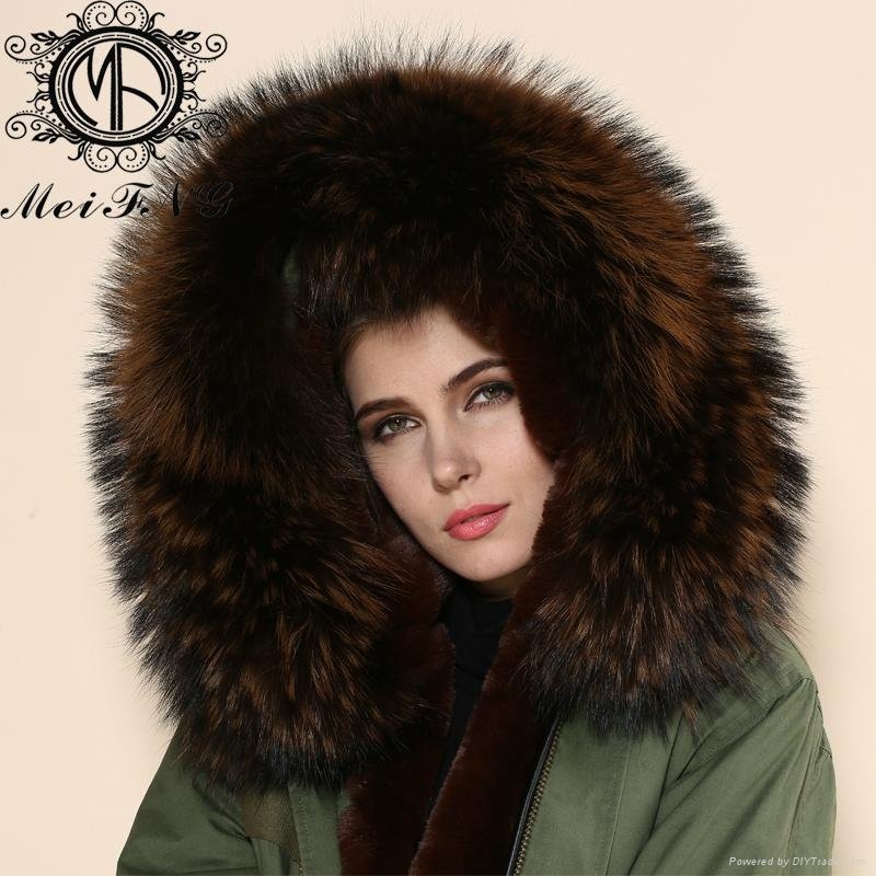 2015 Fashionable Brown Real Rabbit fur european design women jacket 3