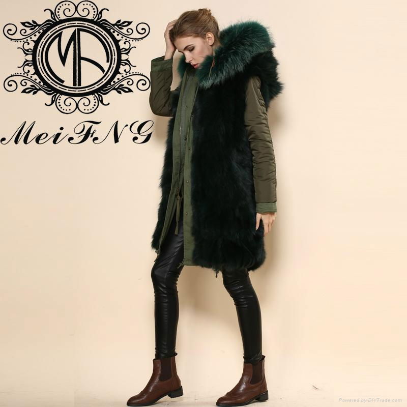 Luxury Women's Genuine Real Fox Fur & Fur Coat Jacket Ladies Fashion Outerwear 2