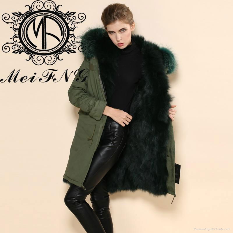 Luxury Women's Genuine Real Fox Fur & Fur Coat Jacket Ladies Fashion Outerwear 3