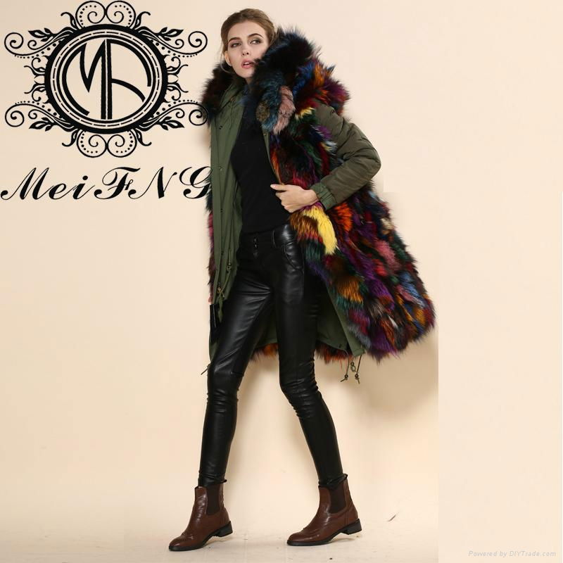 Wholesale fur military parka hot sale fox fur coat fur jacket with factory price 2