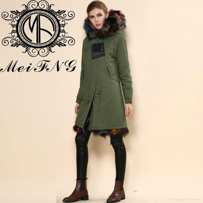 Wholesale fur military parka hot sale fox fur coat fur jacket with factory price 3