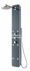 Glass shower panel with massage function