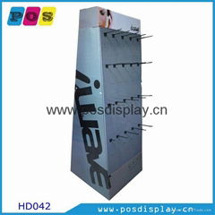 double sided hooks cardboard POP display stand