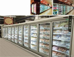 supermarket vertical glass door  frozen display cabinet show case