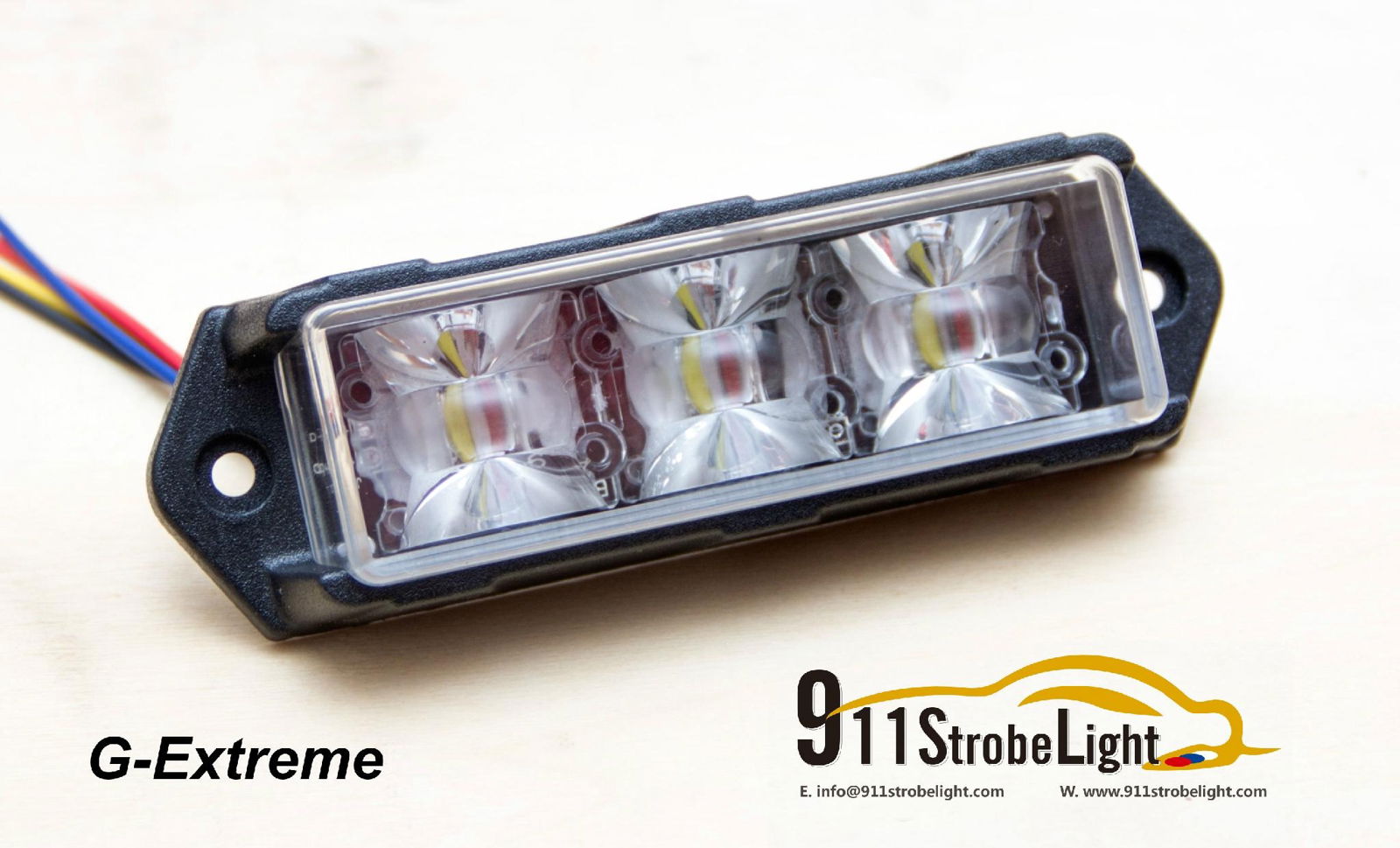 G-Extreme Vehicle LED Strobe Warning Light Slave Surface Mount Lighthead 3 x 3w  3