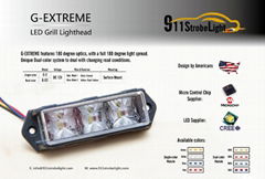 G-Extreme Vehicle LED Strobe Warning Light Slave Surface Mount Lighthead 3 x 3w 