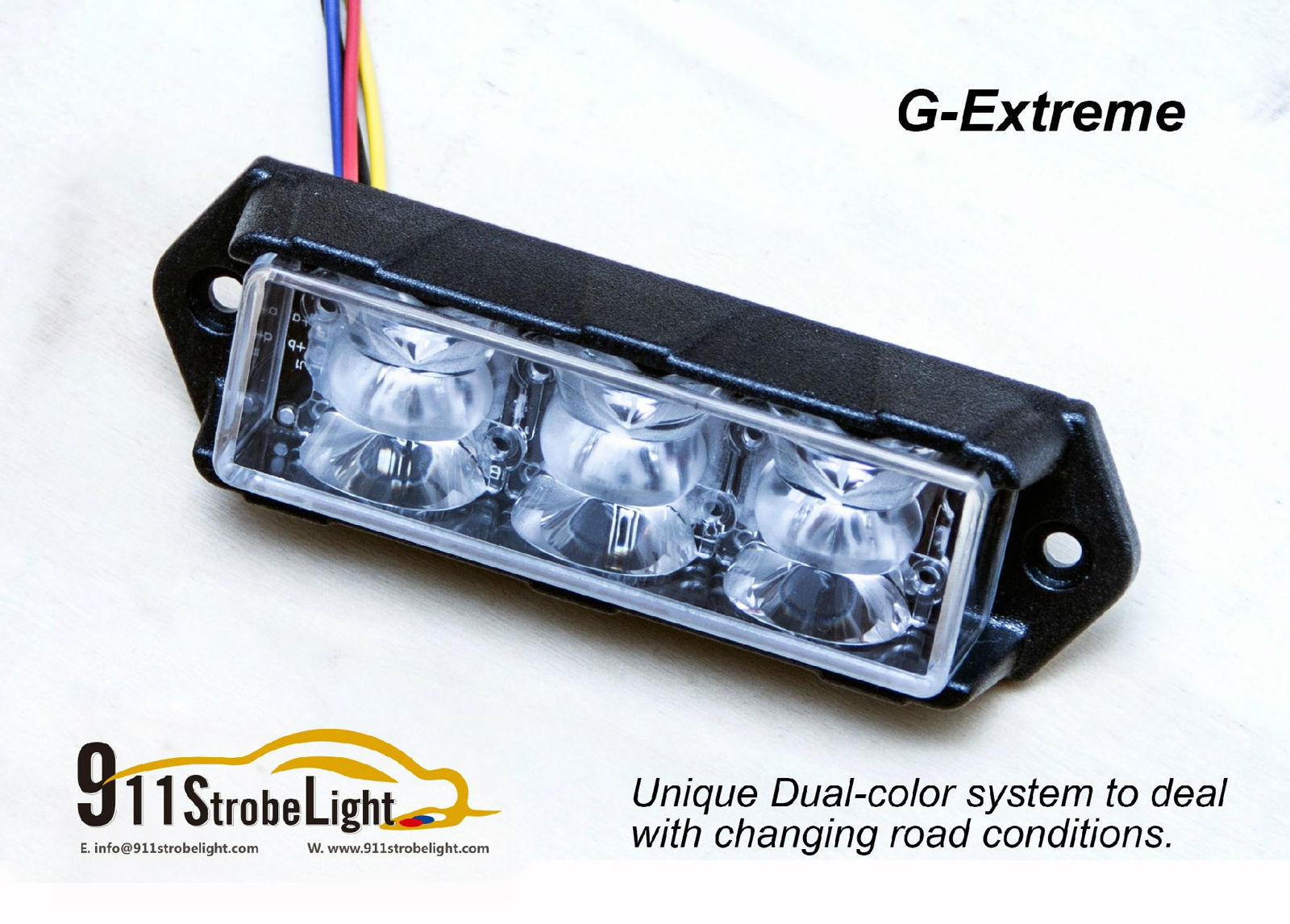 G-Extreme Vehicle LED Strobe Warning Light Slave Surface Mount Lighthead 3 x 3w  5