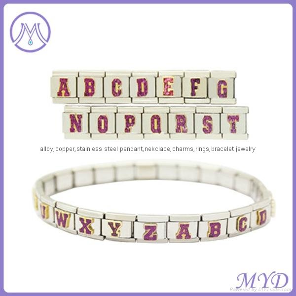 hand enameled Glitter alphabet letter Italian charms  4