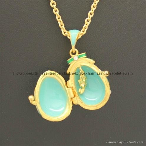 enamel crystal Faberge Egg Pendant necklace 3