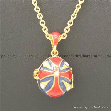 enamel crystal Faberge Egg Pendant necklace 5