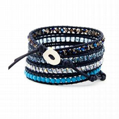 Semi Precious Stones Wrap Leather Bracelets