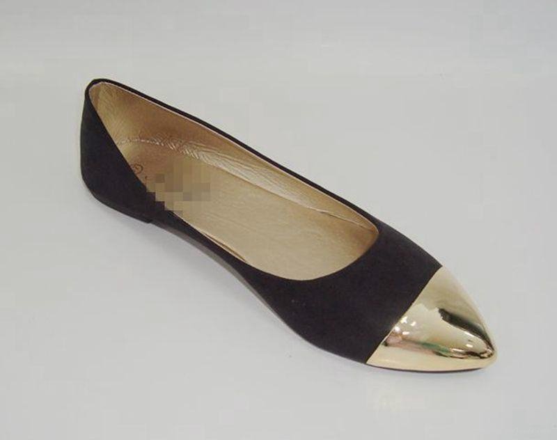  Latest desig lady flat shoes 2015 stylish metallic toe shoes for holiday  4