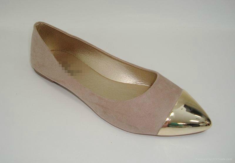  Latest desig lady flat shoes 2015 stylish metallic toe shoes for holiday  5