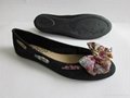 fancy women's denim canvas shoes big flower lace up flat ballet shoes 2
