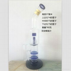 double honeycomb+matrix perc glass water bongs 