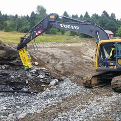 hydraulic rock breaker attached to VOLVO excavator