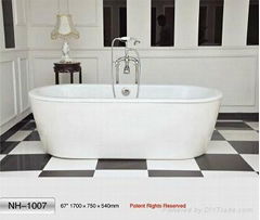 NH-1007 White Skirted Freestanding Cast Iron Bathtub