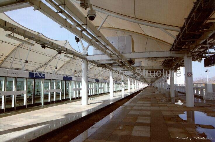 PTFE light rail station of Tension membrane structure