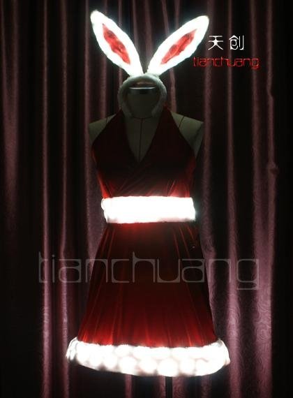 White LED Light Red Chirstmas Short Skirt 2