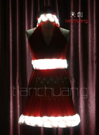 White LED Light Red Chirstmas Short Skirt 3