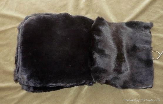 Black dyed, shorn rabbit fur skin, excellent quality