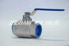 Two-piece light ball valve with locking device