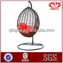 Iron frame hanging egg chair indoor rattan wicker adult egg shaped hanging swing