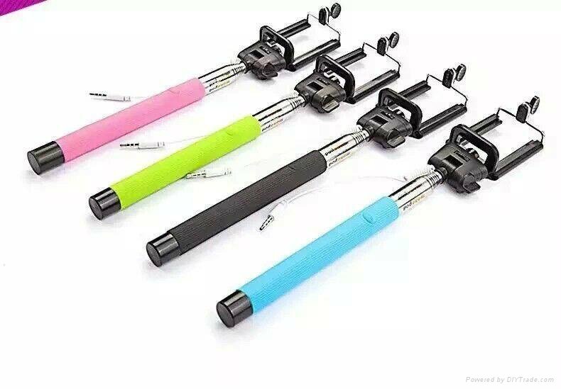 2015 new NO bluetooth selfie stick with cable for iphone and android mobile, pho 3
