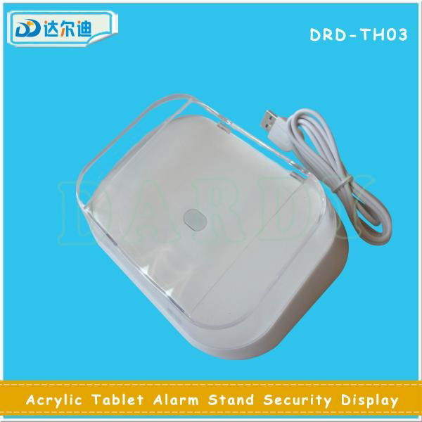 Transparent Clear White Acrylic Alarm iPad Tablet Secure Display Stand Alarm 5