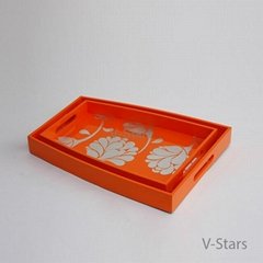 Trapezium lacquer tray 40x30xH4.5 (cm)