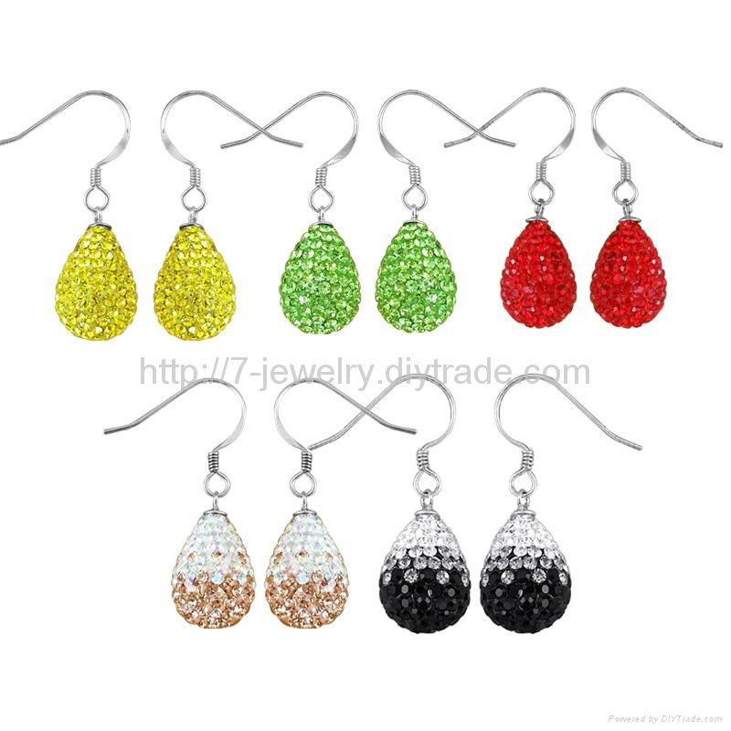 silver drop earrings with rhinestone decorated water drop shape for girl gift
