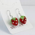 strewberry shape sterling silver drop earring with rhinestone decorated  3