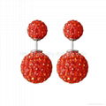 fashion sterling silver stud earrings with rhinestone double Ball Reversible 5