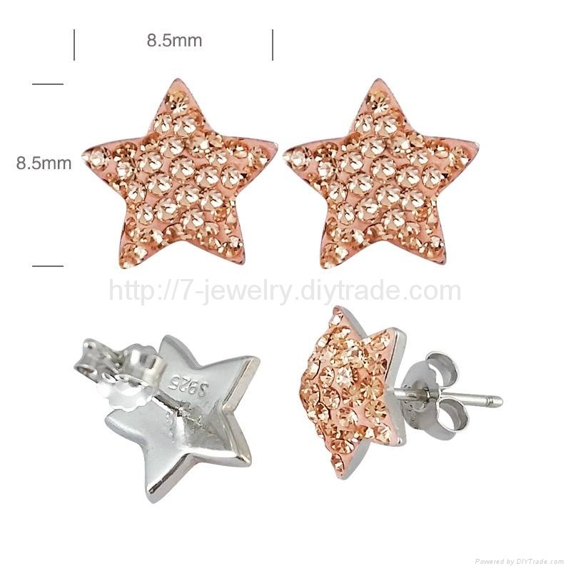 star shape colorful rhinestone stud earrings fashion jewelry  with 925 silver 3