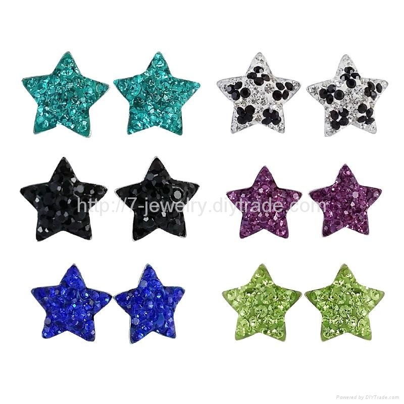 star shape colorful rhinestone stud earrings fashion jewelry  with 925 silver