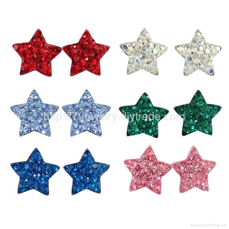 star shape colorful rhinestone stud earrings fashion jewelry  with 925 silver 4