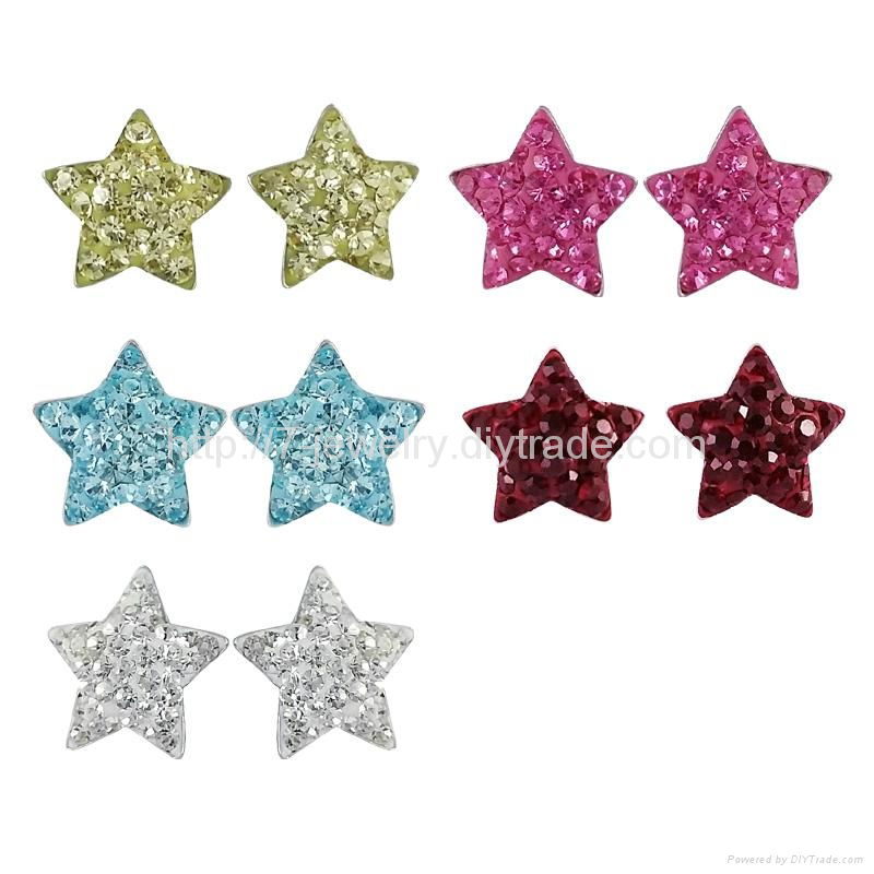 star shape colorful rhinestone stud earrings fashion jewelry  with 925 silver 2