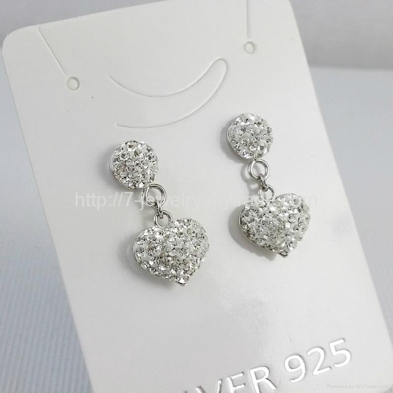 heart shaped 925 silver drop earrings with czech rhinestone decorated 3