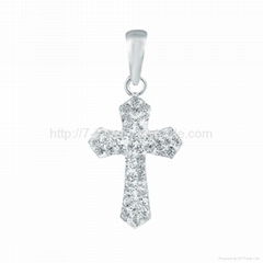 cross shape fashion sterling silver pendant jewelry for necklace and breaclets