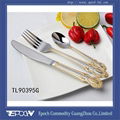 Home use glod plated steel cutlery set