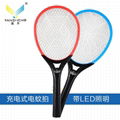 Rechargaeable Mosquito 3 layer net  Swatter  with round plug and led light