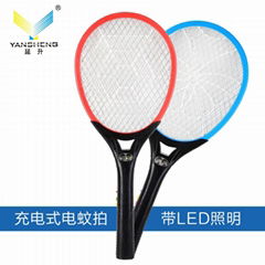 Rechargaeable Mosquito 3 layer net  Swatter  with round plug and led light