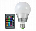 10W RGB led bulb lamp 16 color changes with remote controller  80mm diameter 2