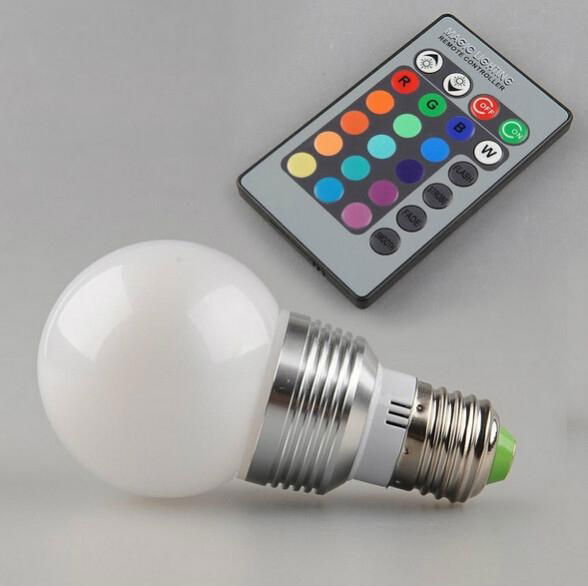 3W E27 RGB LED Light Bulb Lamp 24key Wireless Remote Controller Magic Lighting  2