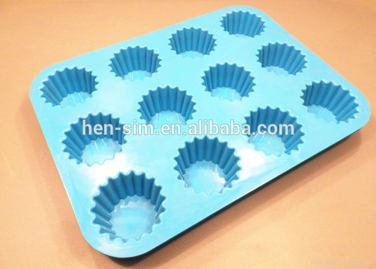 FDA eco-friend cake mould silicone with 12 holes 2
